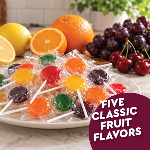 Classic Flat Lollipops, Individually Wrapped, 5 Assorted Fruit Flavors, 2lb