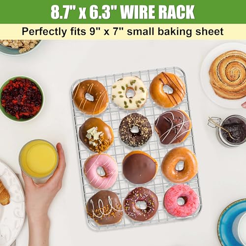 Homikit 8.7"x6.3" Stainless Steel Mini Cooling Rack Set Fit 9x7 Sheet Pan - size: 8.7" x 6.3"