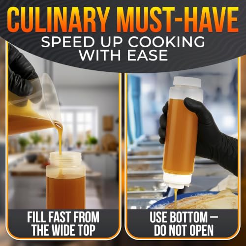 HYQO 6 Pcs 16 oz Condiment Squeeze Bottles for Sauces, Self-Closing Valve - size: 16 oz Inverted