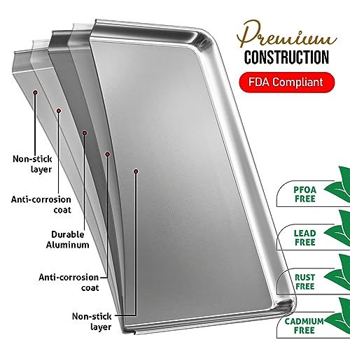 Aluminum Baking Sheet Set, Quarter Sheet Pan, Commercial Quality Cookie Sheets for Baking or Roasting Non-Stick, Warp Resistant Aluminum 9 x 13 Baking Pan - size: 2pc - Quarter Sheet Pan/9"x 13"
