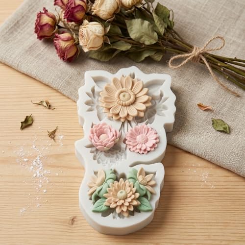 Flower Silicone Dahlia Peony Chrysanthemum Flower Fondant Mold - color: Style L