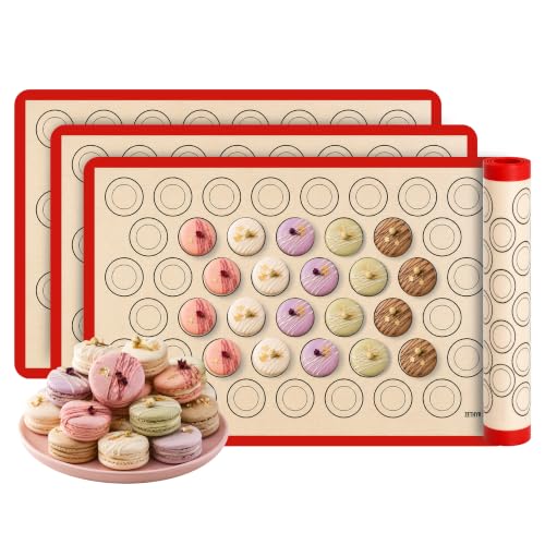 Macaron Baking Mat Silicone Non Stick, 3/4 Sheet Reusable Pack of 3 Red - color: Macaron Baking Mats Red, size: 3/4 Size Pack Of 3