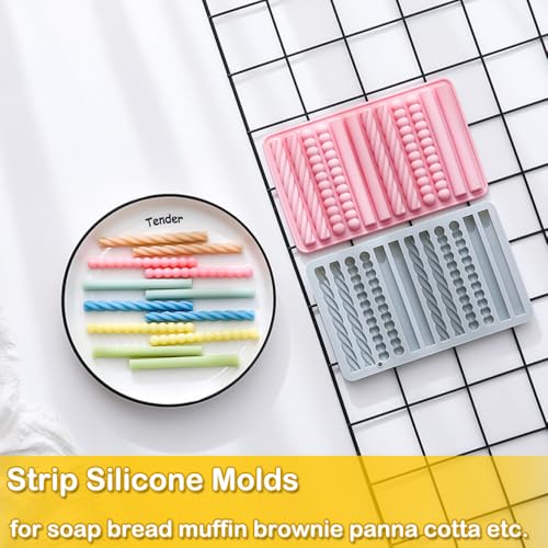 2 Pack Finger Biscuit Silicone Molds 16 Cavities Cereal Bars Baking Mould