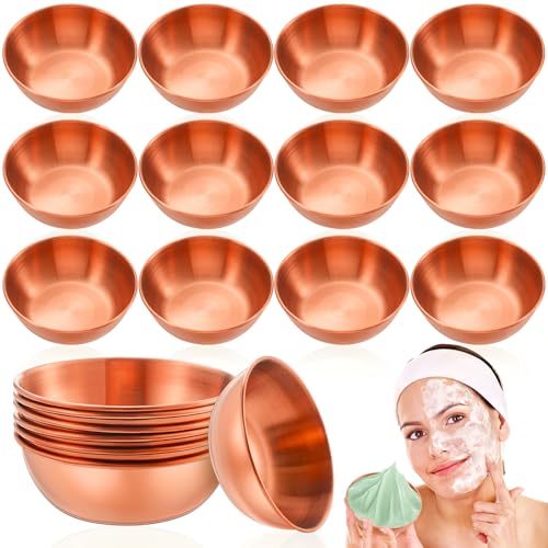 Teenyyou 12 Pcs 3.23 in Face Mask Mixing Bowl, Stainless Steel, Rose Gold - color: Rose Gold, size: 3.23 Inch