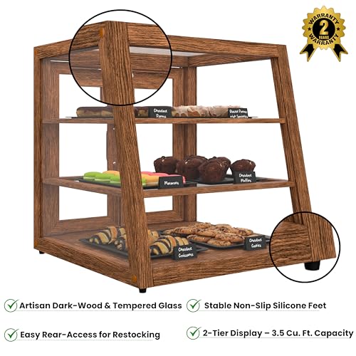 KoolMore 21 in. Dark Wood Slanted Countertop Dry Bakery Display Case, Bread, Pastry and Dessert Display with Tempered Glass - color: Dark Wood / Slanted, size: 21 in.