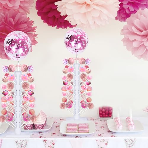 2Pcs Cake Pop Stand, 60 Hole Wooden Lollipop Holder for Birthday - size: 2Pcs