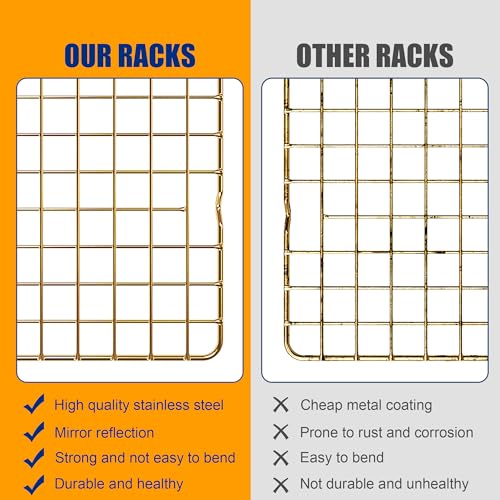 2 PCS Cooling Racks for Cooking and Baking, 10" x 16", Gold - color: Gold, size: 10‘’x16‘’-2PC