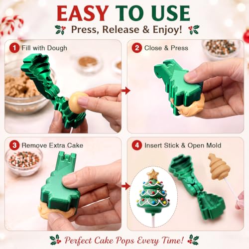 2 Pack Christmas Cake Pop Molds, Christmas Tree, Snowman 3D - color: Christmas Tree,Snowman, size: Large