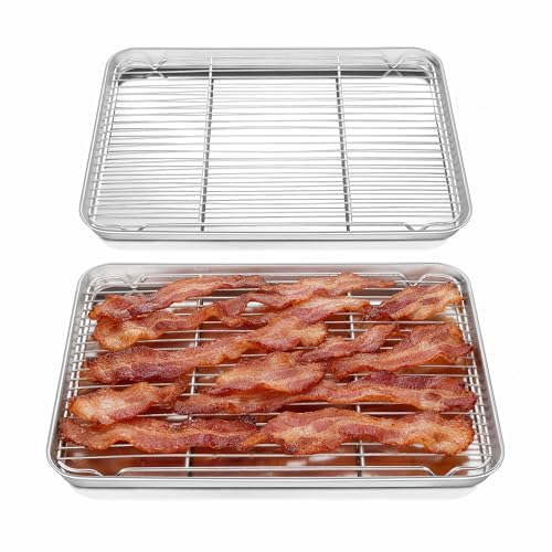 Homikit 18x13 Inch Stainless Steel Baking Half Sheet with Cooling Rack Set - size: 17.6x13x1