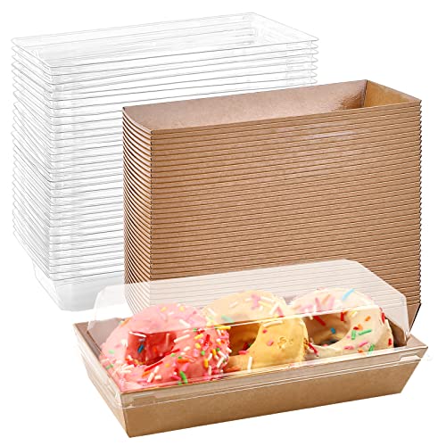 Ocmoiy Charcuterie Boxes with Clear Lids, 7.5x3.3 Inches, 50 Pack, Brown - color: Brown