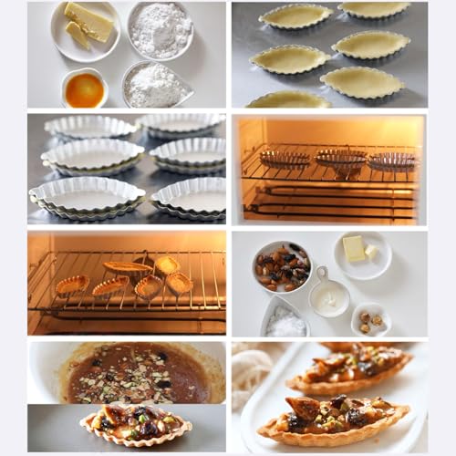 Aluminum Boat Tart Pan Fluted Oval Baking Mold, Small Wavy Tartlet - style: Bigger size 4.7"