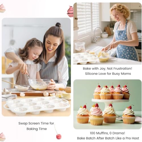 Silicone Muffin Pan with Metal Reinforced Frame - Mini Muffin Pan for Homemade Muffins, Cupcakes, and Bread, Oven and Dishwasher Safe - Set of 2, 6-Cup and 12-Cup - size: Jumbo+Standard