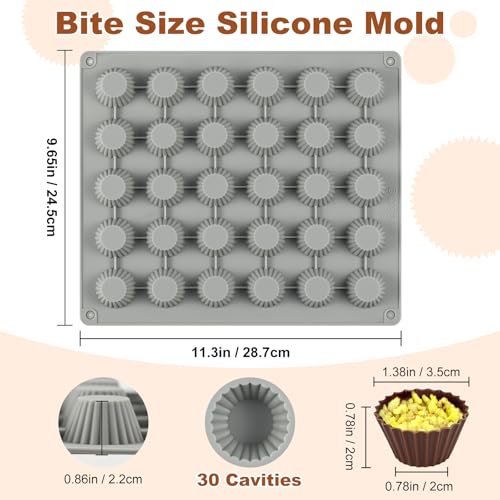 Peanut Butter Cup Molds, 30-Cavity Bite-Size Silicone Candy Mold - color: Bite-Size 30 Cavity Peanut Butter Cup Mold