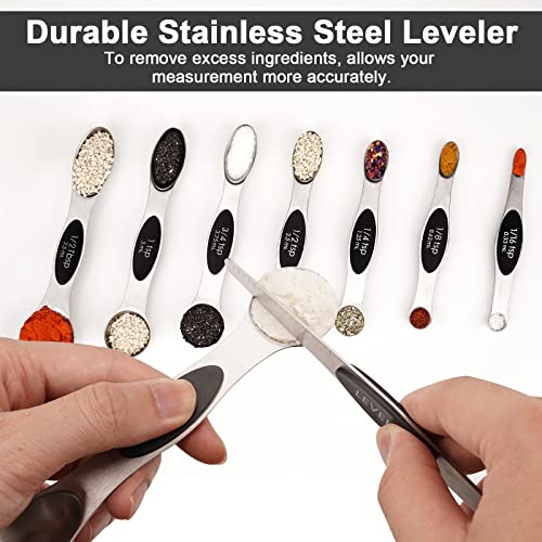 Aovchei 9 PCS Black Magnetic Measuring Spoons Set - size: 9pcs-black
