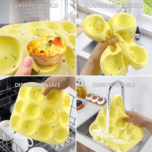2 Pack Silicone Egg Bite Molds – 12-Cavity