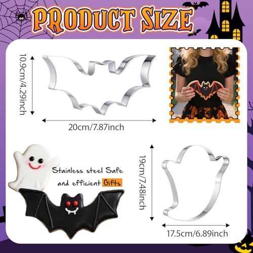 Teenyyou 2 Pcs Extra Large 8" Halloween Cookie Cutters, Ghost & Bat Pattern - style: Ghost and Bat