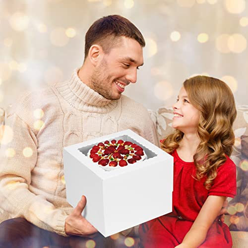 Moretoes 10 Sets Cake Boxes with Boards, 10x10x8 Inches Tall Bakery Boxes - size: 10*10*8in