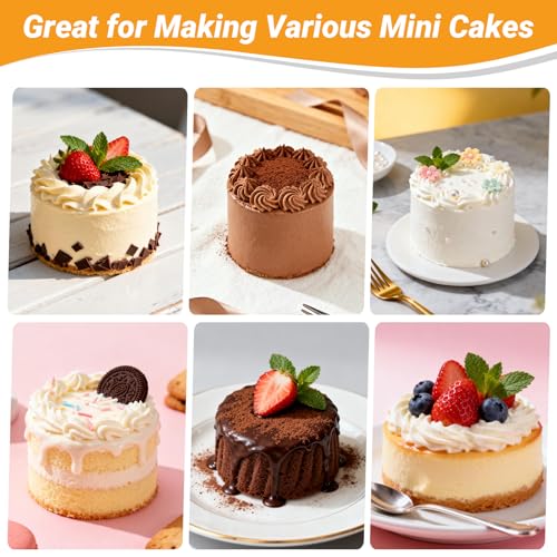 Beasea 4 Inch Cake Pans Set, 3 Pack Aluminum Alloy Mini Round Cake Pans with Removable Bottom, Individual Cheesecake Mold Tin for Baking - size: 4 Inch