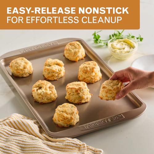 Farberware Nonstick Bakeware 10 x 15" Cookie Pan, Metal Baking Pan, Mocha - size: 10" x 15"