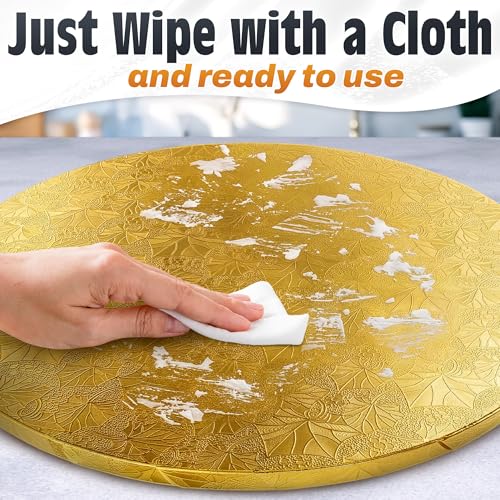 Gold Cake Board 14 Inch, Round Cake Drum, 1/2 Inch Thick Cardboard - color: Gold, size: 14"