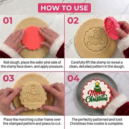 "Merry Christmas" Scalloped 3D Cookie Cutter and Stamp (8 cm / 3.15 inches) – Suitable for fondant, modeling clay, crafts, and cookies; ideal for kids and adults. Merry Christmas! - color: Merry Christmas