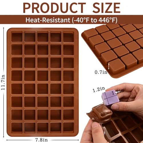 Square Chocolate Mold, 2Pcs Square Silicone Mold - color: 2Pcs Brown