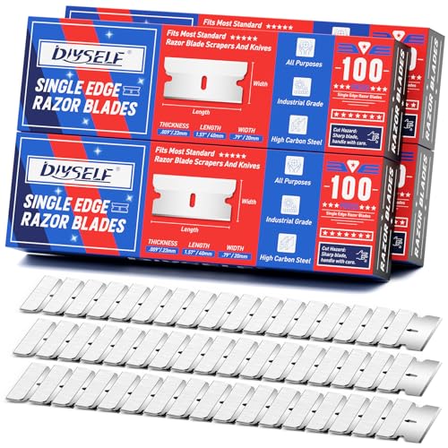 DIYSELF 400 Pack Scraper Blades, Flat Razor Blades for Labels and Decals - size: 400 Pcs