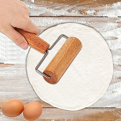 Dough Docker Roller Stainless Steel and Wooden Dough Roller, Set of 2 Pizza Pin Roller Dough Hole Maker Wood Pastry Pizza Roller for Pizza, Cookie, Pie, Pastry, Bread, Crust