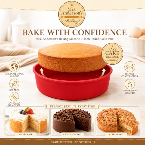 Mrs. Anderson's Baking Silicone Round Cake Pan, 9 Inch - size: Round, 9-Inch