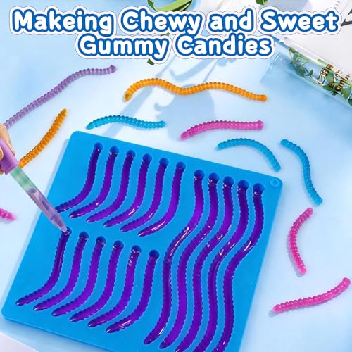 Sidosir 7Pcs Silicone Gummy Worm Chocolate Molds, Non-Stick Worm Chocolate Mold for Parties, Gummy for Home DIY, Silicone Mold for Make Gummies - color: 5Pcs worm molds