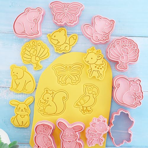 Woodland Animal Cookie Cutters 8 Pcs Deer Fox Squirrel Owl Cookie Molds - color: Animal B