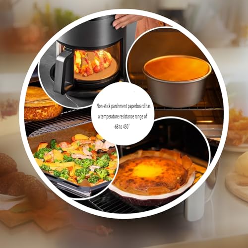 WMDDIAN100 Pack 10" Round Parchment Paper Sheets - Non-Stick Baking Liners for Air Fryer, Oven & BBQ - Heat Resistant, Disposable, Unbleached for Pizza, Cake, Pan