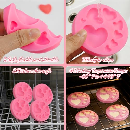 Heart Fondant Mold, 4 Pcs Heart Chocolate Molds Silicone - color: Heart