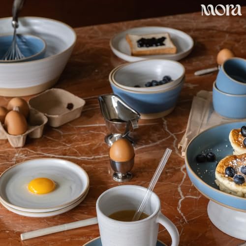 Mora Mini Ramekins Set of 4, 8oz Ceramic Pottery Baking Dishes - Microwave, Oven and Dishwasher Safe - Sky - color: Sky, size: Mini