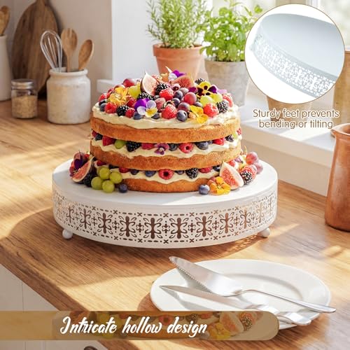Wenqik White Metal Cake Stand 12 Inch with Cutting & Spatula - color: White, size: 12 Inch
