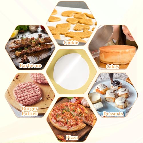 8 Inch Parchment Paper Rounds, 200Pcs Precut Baking Paper Sheets, Non Stick Baking Parchment-Paper, Round Parchment Liners Cake Pan Liner Circles Cookie Bakings Sheets for Cake Bread Bakings, White