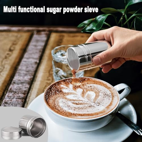 Flour Sifter, Stainless Steel 3 Cup Flour Sifters for Baking, 3 in1 Sifter for Baking with Powdered Sugar Shaker Duster and Flour for Baking Cakes, Pies, Pastries, Desserts and Cupcakes