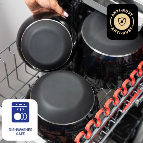 WHYSKO Stainless Steel Mixing Bowls Set, 3-Piece with Silicone Base - color: Black