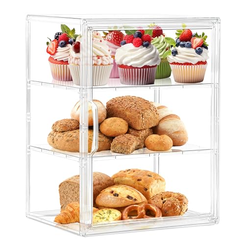 Bread Box for Kitchen Countertop,3 Layers Pastry Display Case, 1 Pack - size: 3tier 1pcs