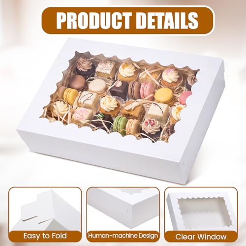 Sinload 24 Pcs Full Sheet Cake Box with Window & Board, White, 27x20x5 Inch - color: White, size: 27x20x5 Inch
