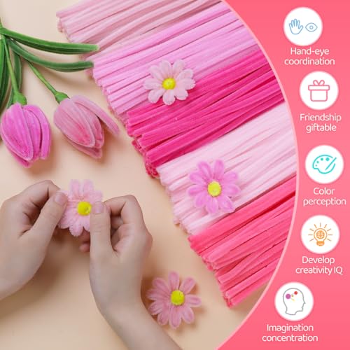 IOOLEEM Pink Pipe Cleaners,200pcs in 5 Colors - color: Pink, size: 200 Count