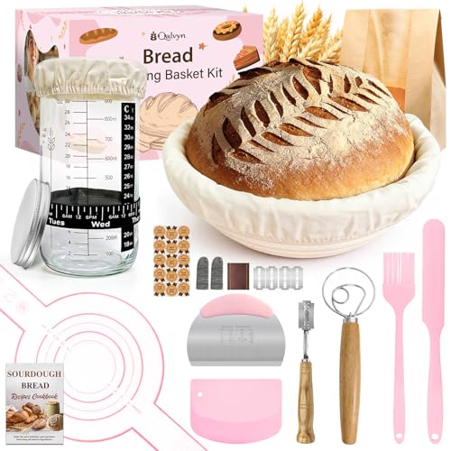 Beginner Sourdough Starter Kit, Sour dough Kits with Sourdough Starter Jar - color: Pink