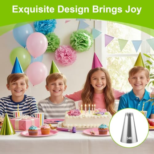 6 Pcs Large Piping Tips Set, Frosting Piping Kit with Coupler - color: 1A/1E/347/348/356