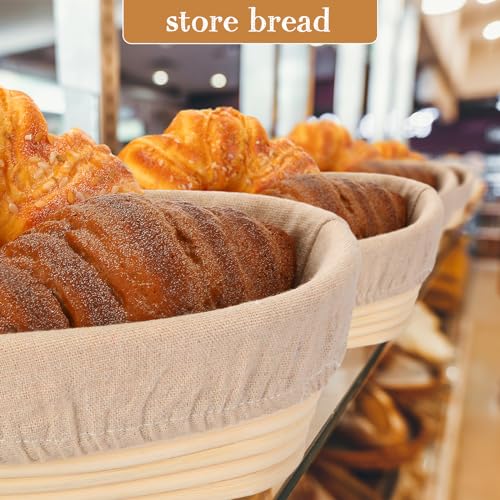 Gejoy 12 Set Oval Bread Proofing Baskets Banneton with Liner,8.5 Inch - size: 8.5 Inch
