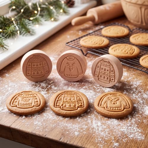 3 Set Ugly Sweater Cookie Stamps, 2.5" Springerle Molds - style: Ugly Sweater