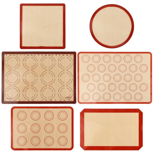 Silicone Baking Mat Set of 6, Nonstick Reusable Rolling Dough Mat