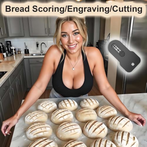 Magnetic Retractable Bread Lame Dough Scoring Tool with Stainless Steel Blade, Automatic Retraction, Instant Adhesion to Fridge, Includes 5 Replaceable Razors for Sourdough, Baguette, Pastry Crafting