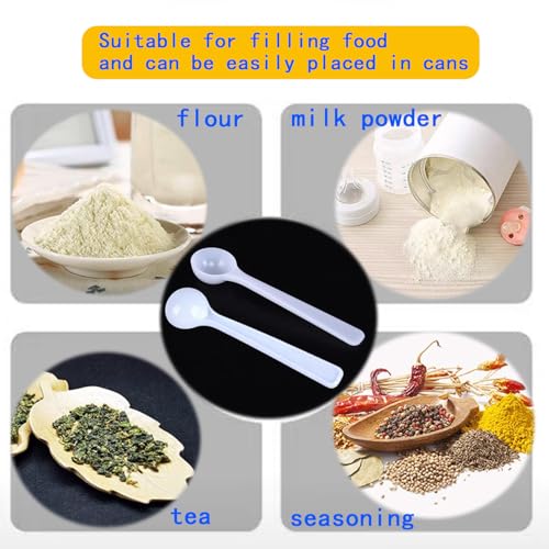 20Pcs 1g Measuring Spoons Set, 2ml Reusable Plastic Long Handle Coffee, Protein Powder, Milk Powder Mini Scoops, Spoon Kitchen Tools Accurate Precise Portions for Baking