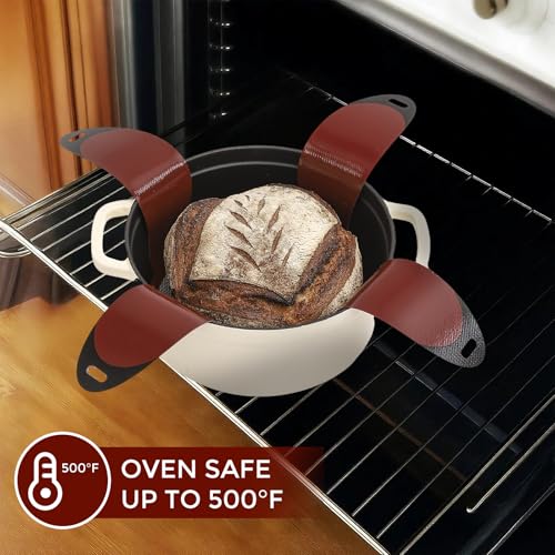 4-Handle Silicone Bread Sling for Round Sourdough Bread – 2-Pack Non-Stick Heat-Resistant Dutch Oven Liners, Reusable Baking Mat & Parchment Paper Alternative - size: Round 9" (2-Pack)