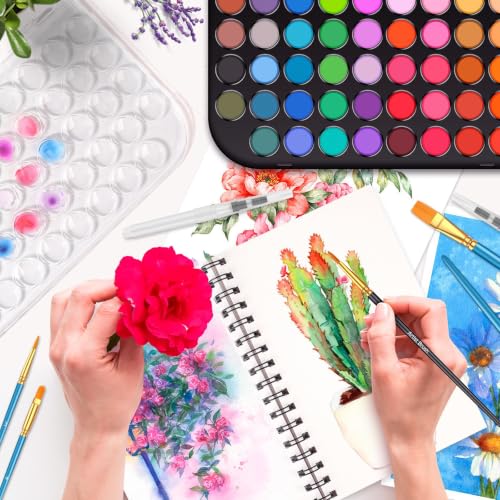 Taotree 48 Watercolor Paint Set with 10 Paint Brushes and Watercolor Book - color: 63 Multicolor